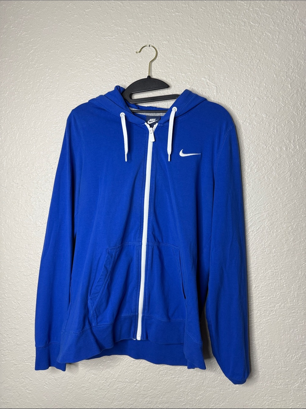 Nike Royal Blue Full-Zip Hooded Jacket with White Accents